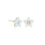 Gump's Signature Flower Earrings in White Akoya Pearls & Diamonds