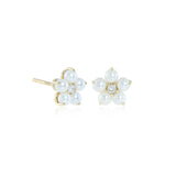 Gump's Signature Flower Earrings in White Akoya Pearls & Diamonds