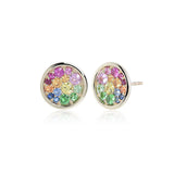 Rainbow Gemstone Round Earrings