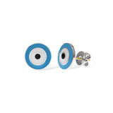Evil Eye Earrings in Light Blue Enamel