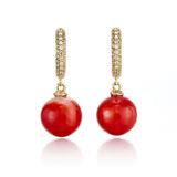 Soho Earrings in Red Coral & Diamonds