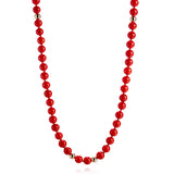 5mm Red Coral & Gold Rope Necklace