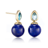 Olivia Drop Earrings in Lapis & Swiss Blue Topaz