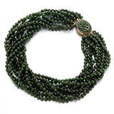 Green Jade 9-Strand Twist Necklace with Water Dragon Clasp
