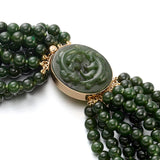Green Jade 9-Strand Twist Necklace with Water Dragon Clasp