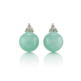 Madison Earrings in Apple Green Jade & Diamonds