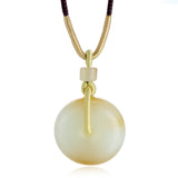 White Siberian Jade Pi Pendant Necklace