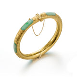 Apple Green Jade & Gold 6-Window Bangle