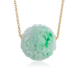 Moss on Snow Jade Bird Ball Pendant Necklace