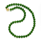 8mm Siberian Green Jade Bead Necklace
