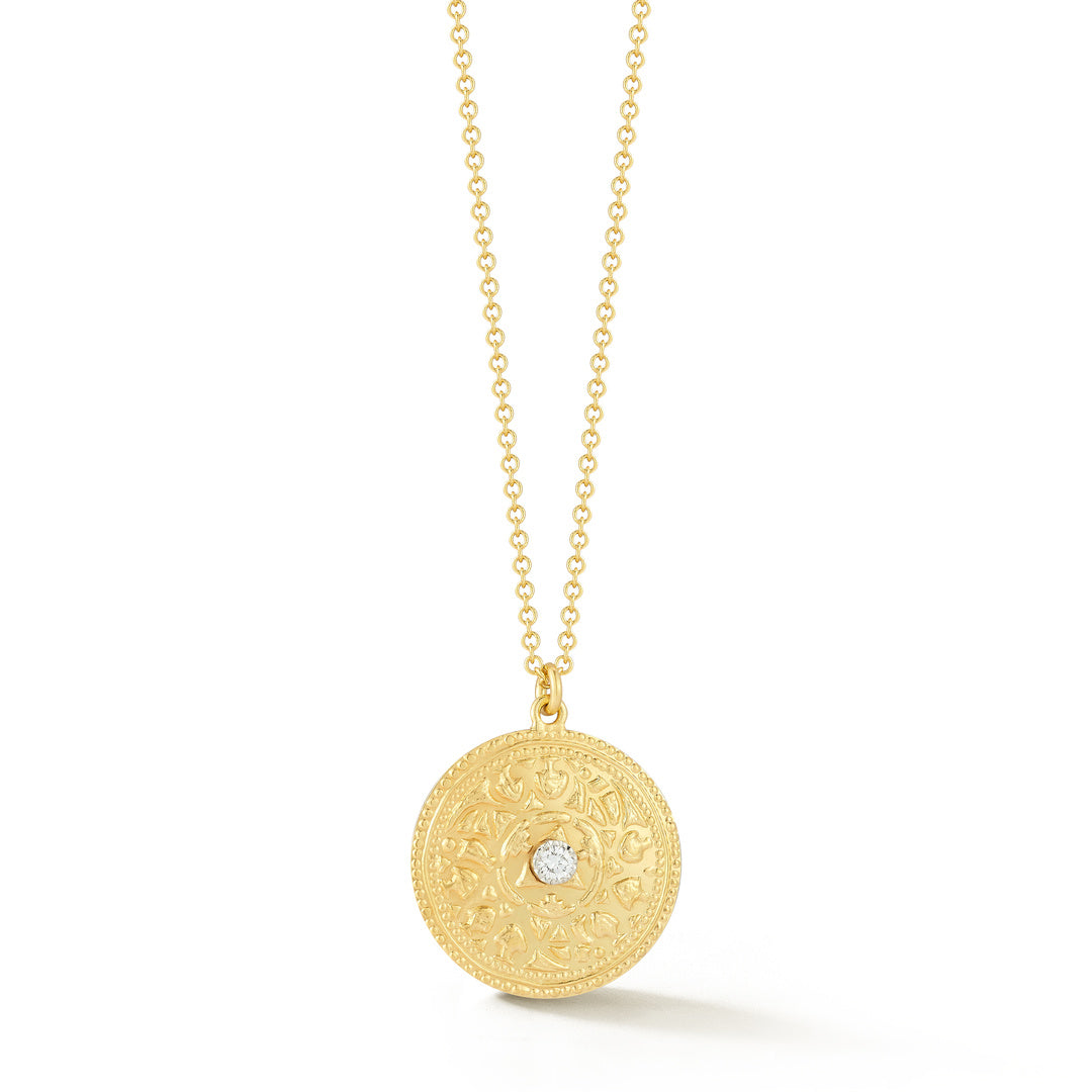 TW McClelland Classic Diamond Medallion Pendant Necklace