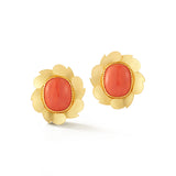 TW McClelland Red Coral Cabochon Earrings