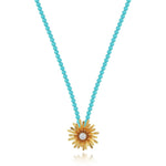 TW McClelland Diamond Dandelion & Turquoise Bead Necklace