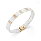 White Ceramic & Diamond Bangle