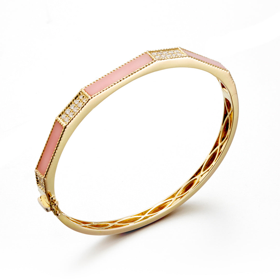 Pink Opal & Diamond Bangle