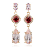 Morganite & Garnet Drop Earrings