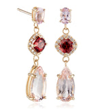 Morganite & Garnet Drop Earrings