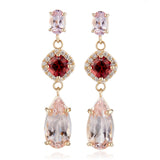 Morganite & Garnet Drop Earrings