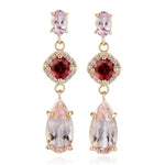 Morganite & Garnet Drop Earrings