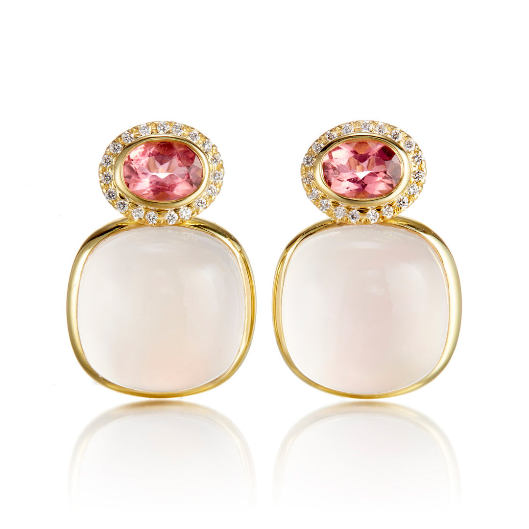 Rose Quartz & Pink Tourmaline Drop Earrings