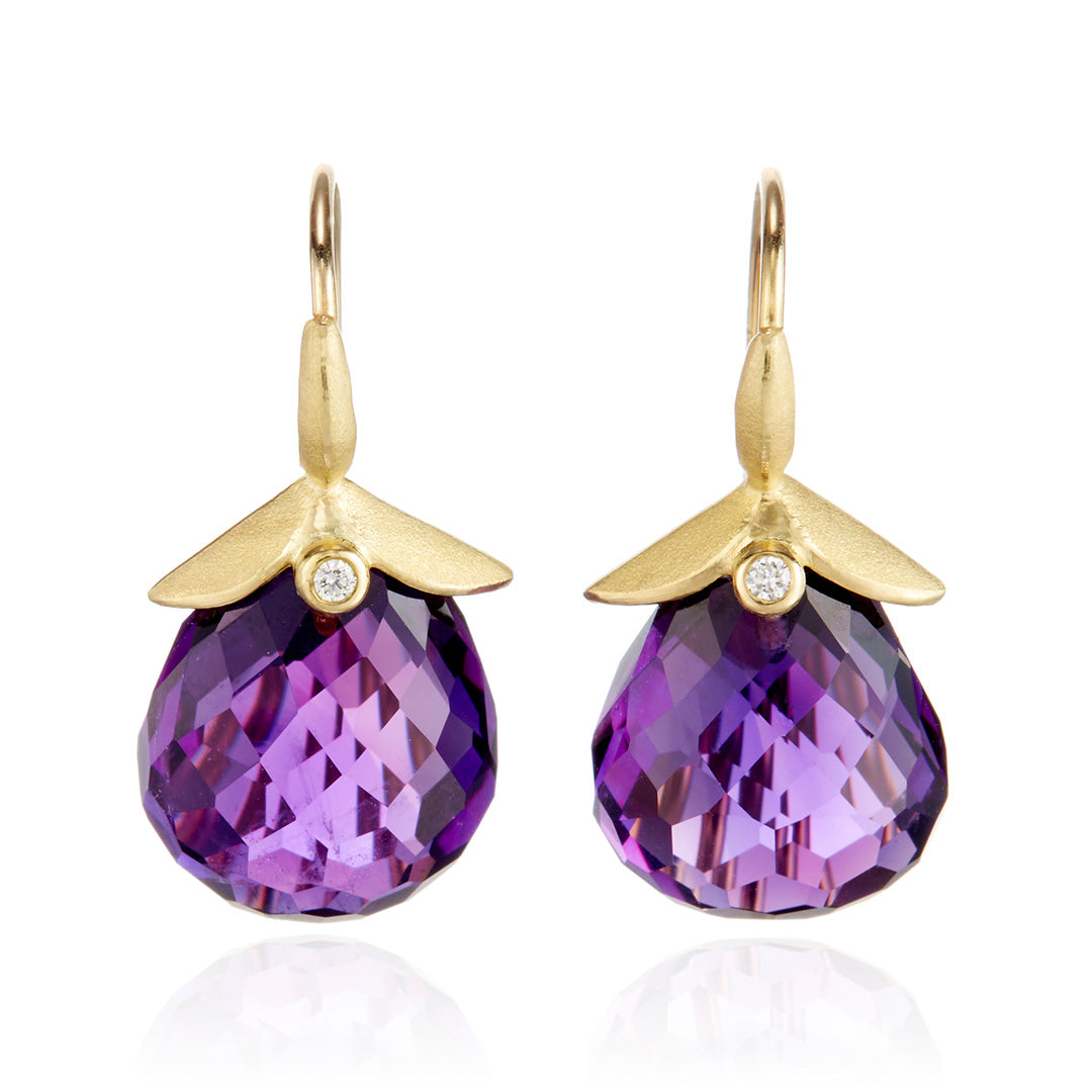 Barbara Heinrich Amethyst Carved Drop Earrings