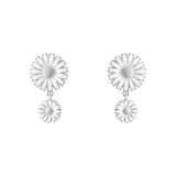 White Daisy Double Drop Earrings