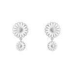 Georg Jensen White Daisy Double Drop Earrings