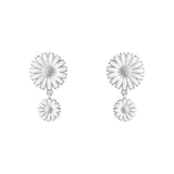 White Daisy Double Drop Earrings