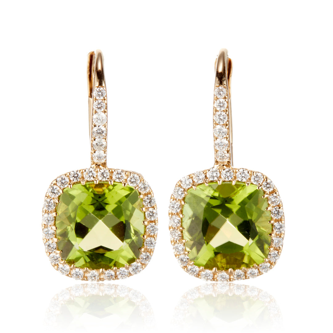 Doves Peridot & Diamond Drop Earrings