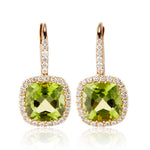 Doves Peridot & Diamond Drop Earrings