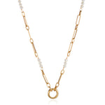 Doves Pearl Charm Ring Necklace