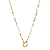 Doves Pearl Charm Ring Necklace