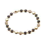 Black Jade Cabochon & Diamond Bracelet