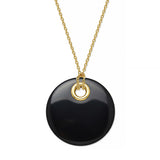 Black Jade Disc Pendant Necklace