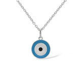 Light Blue Enamel Evil Eye Pendant Necklace