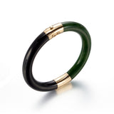 Pacific Bangle in Green & Black Nephrite Jade