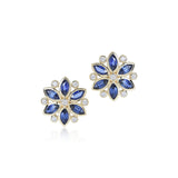 Floribunda Earrings in Blue Sapphires & Diamonds