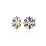 Floribunda Earrings in Blue Sapphires & Diamonds