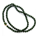 10mm Green Jade Bead Long Necklace with Pixiu Clasp