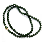 Gump's Signature 10mm Green Jade Bead Long Necklace with Pixiu Clasp