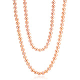 8mm Pale Peach Pearl Long Rope Necklace