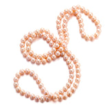 8mm Pale Peach Pearl Long Rope Necklace