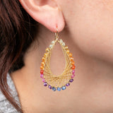 Multi-Color Gemstone Teardrop Earrings