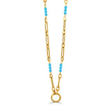 Turquoise Bead & Oval Link Necklace