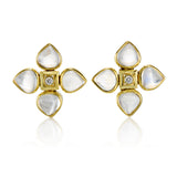 Moonstone & Diamond Bloom Earrings