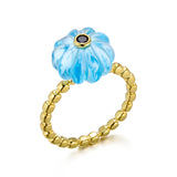 Carved Blue Topaz & Sapphire Ring