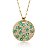 Emerald & Diamond Disc Pendant Necklace