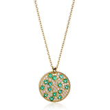 Emerald & Diamond Disc Pendant Necklace