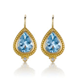 Aquamarine & Diamond Drop Granulated Earrings