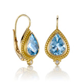 Aquamarine & Diamond Drop Granulated Earrings